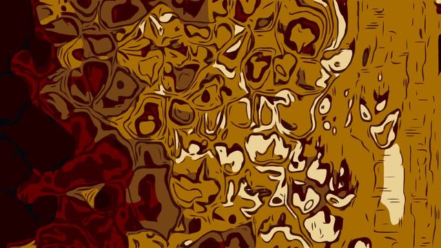 Animated backdrop with colorful paint stains. 4K pattern with abstract leopard print. Texture with golden, beige, black, wine red and mustard colors. 