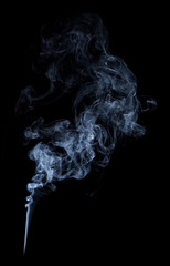 Photo of real white smoke on black background