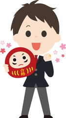 学生　男子　合格　だるま