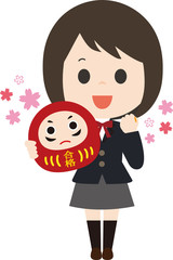 学生　女子　合格　だるま