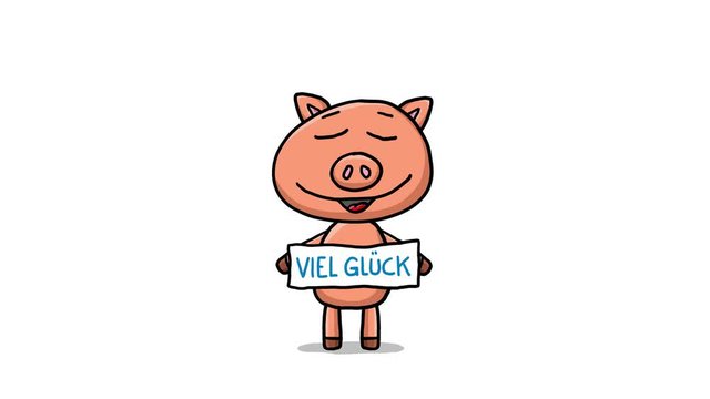 Schwein Cartoon Animation &ndash; Viel Gl&uuml;ck
