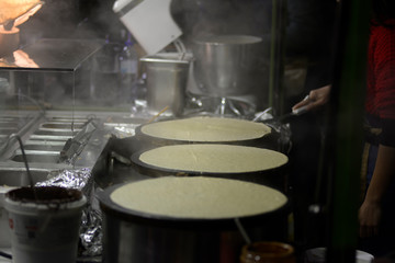 homemade pancakes stand in the streets of Portugal