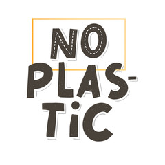 No plastic, great design for any purposes. Plastic waste vector illustration. Organic sign.