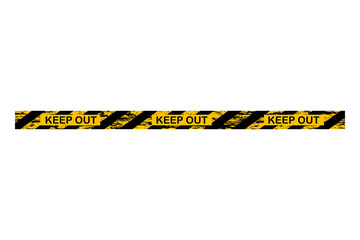 Keep Out Police stop or construction line. Yellow Warning Tape. Vector illustration.