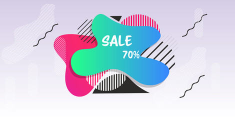 big sale buy now sticker special offer shopping discount badge fluid color abstract banner with flowing liquid shapes memphis style vector illustration