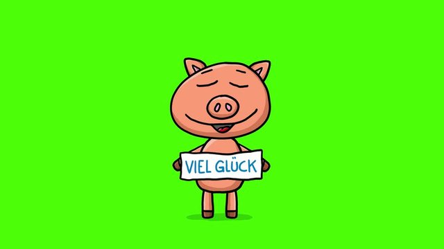 Schwein Cartoon Animation &ndash; Viel Gl&uuml;ck