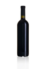 Red wine bottle isolated on white background