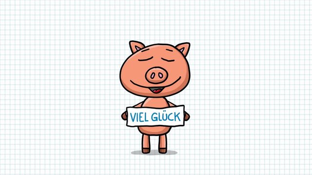 Schwein Cartoon Animation &ndash; Viel Gl&uuml;ck