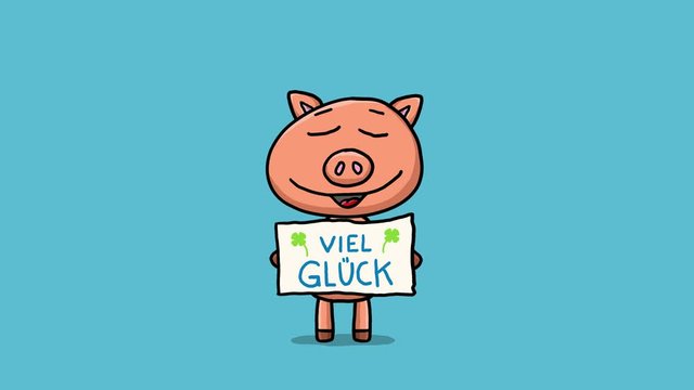 Schwein Cartoon Animation &ndash; Viel Gl&uuml;ck