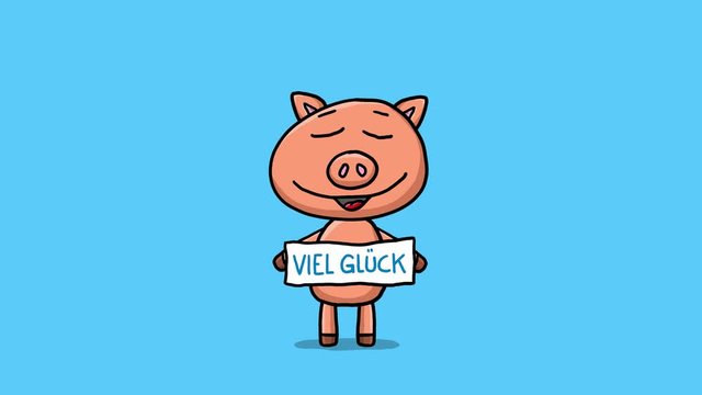 Schwein Cartoon Animation &ndash; Viel Gl&uuml;ck