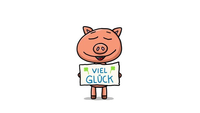 Schwein Cartoon Animation &ndash; Viel Gl&uuml;ck