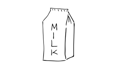 hand-drawn a carton of milk. food Doodle art. use it as a clipart in greeting cards, print on clothes, animation, packaging or design of your website	