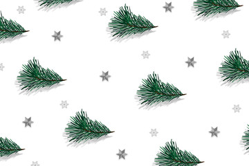Fototapeta na wymiar Christmas tree and stars seamless pattern. illustration, Christmas seamless pattern. holiday decoration, Christmas trees modern background
