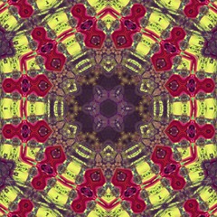 Kaleidoscope Art. Abstract colorful Background Texture with different shapes. Geometric futuristic Pattern. Technical yellow and red colored Background Texture. 