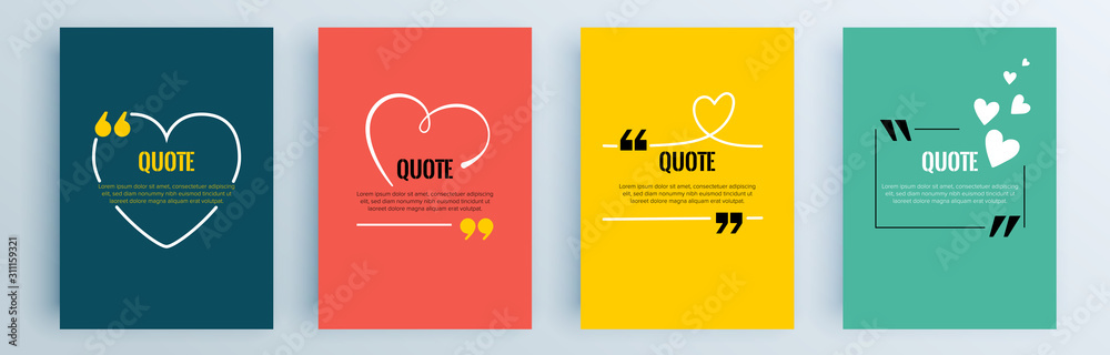 Fototapete quote frames blank templates set. text in brackets, citation empty speech bubbles, quote bubbles. te