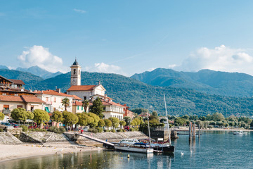 Feriolo village on Lake Maggiore on a sunny day