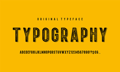 Vintage Retro Alphabet Vector Font. Type letters, numbers. Distressed vintage design vector font.