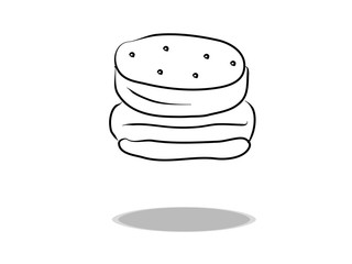 Burger icon vector, hand drawing. Illustration of food, contour of symbol black