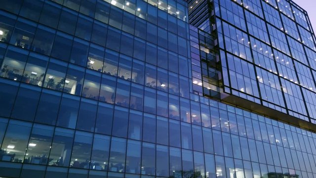 Corporate building Real Estate , office buildings with glass reflections