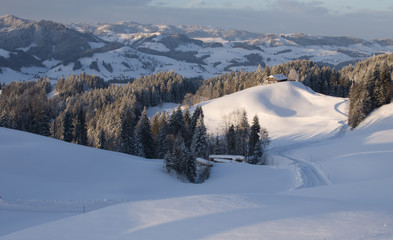 Blick von der Oberziegerh&uuml;tten Richtung Lehn