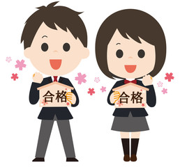男女　学生　合格　絵馬