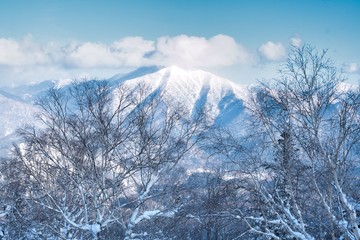 Mt. Kurodake Hokkaido, Japan wintery hiking trail.
