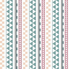 Vector ethnic boho seamless pattern in maori style. Geometric border with decorative ethnic elements. Pastel colors vertical pattern.