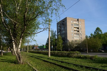 Komsomolskaya street in the city of Cherepovets. Vologda Region