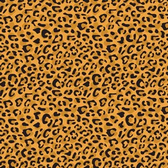 Seamless leopard vector pattern design, animal brown tile print background