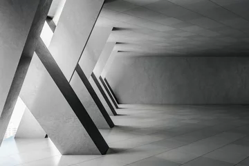 Fotobehang Minimalistic concrete interior with columns © Who is Danny
