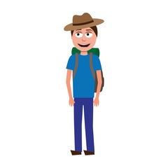 flat cartoon vector character of explorer isolated on white background