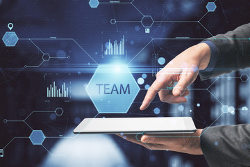 Hand using digitel tablet