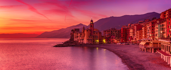 Camogli city at sunset