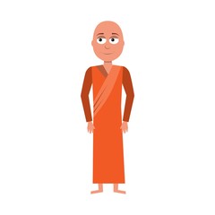 flat cartoon vector character of monk isolated on white background