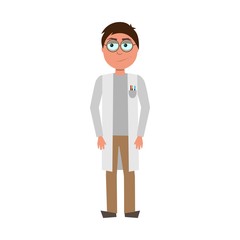 flat cartoon vector character of scientist isolated on white background