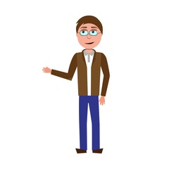 flat cartoon vector character of teacher isolated on white background