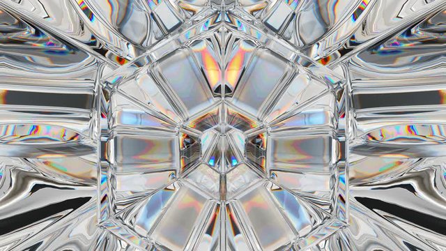 kaleidoscope rotate of Gemstone diamond or shiny glass texture. 3d render, 3d animation