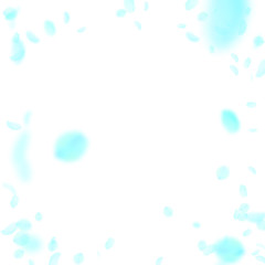 Turquoise flower petals falling down. Indelible ro