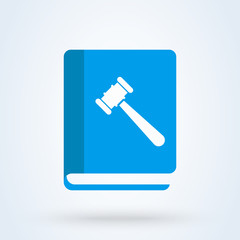 judge gavel and book flat. vector modern design illustration
