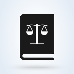 scales and law book for lawyer. vector modern icon design illustration