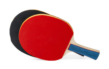 Two ping pong rackets isolated on white background