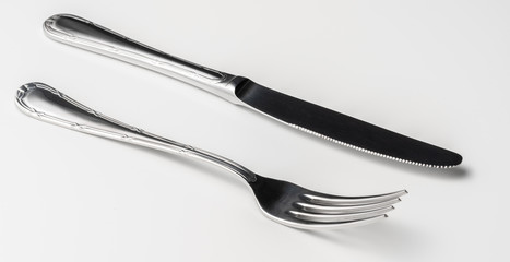 Fork and knife isolated on white background