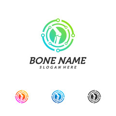 Tech Bone logo design template. Concept Vector of human body health. Emblem symbol Icon.