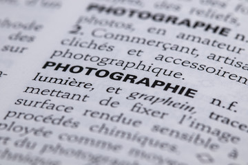 Fototapeta premium Définition du mot photographie dans le dictionnaire français