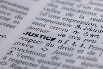 Fototapeta premium Définition du mot justice dans le dictionnaire français