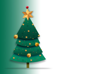 Obraz premium Realistic Looking Christmas Tree Decorated with ball, stars