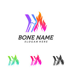 Fototapeta premium Fire Bone logo design template. Concept Vector of human body health. Emblem symbol Icon.