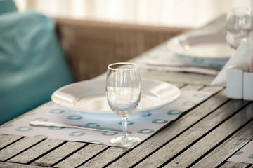 Table set in restaurant