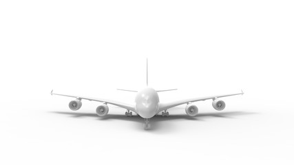 3d rendering of a commercial jumbo jet isolated in studio background