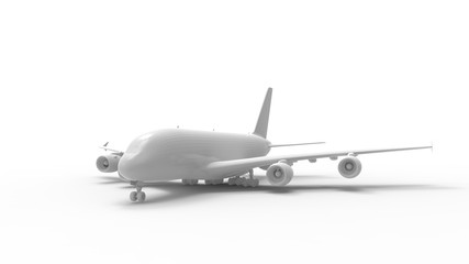 3d rendering of a commercial jumbo jet isolated in studio background